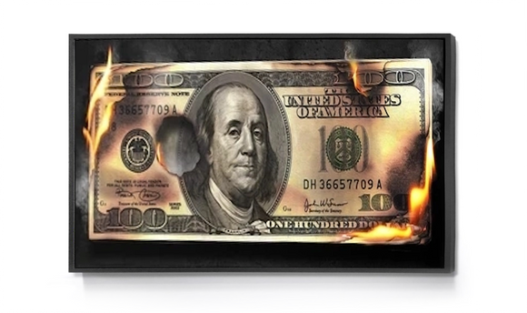 Burning $100 Note
